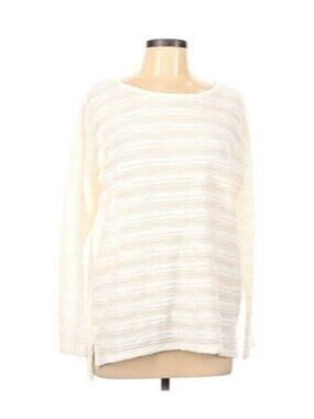 Karen Kane Womens Textured Knit Sweater Long Sleeve White Size L